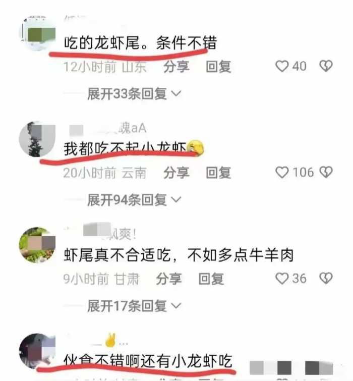 甘肃救灾士兵吃龙虾尾，有网友说，伙食太好了吧，我都吃不起呢