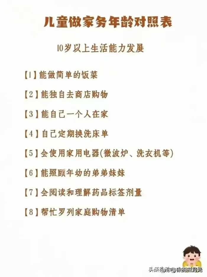 惯子如杀子!人民日报推荐:儿童做家务年龄对照表，太有用了