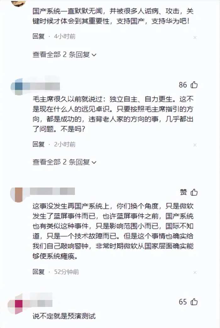 厉害！微软蓝屏风暴来袭，中国公共服务为何岿然不动？评论区沦陷